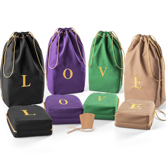 Cloth birthday Gift Bags Drawstring, set of 8 pcs, Ships from Amazon
